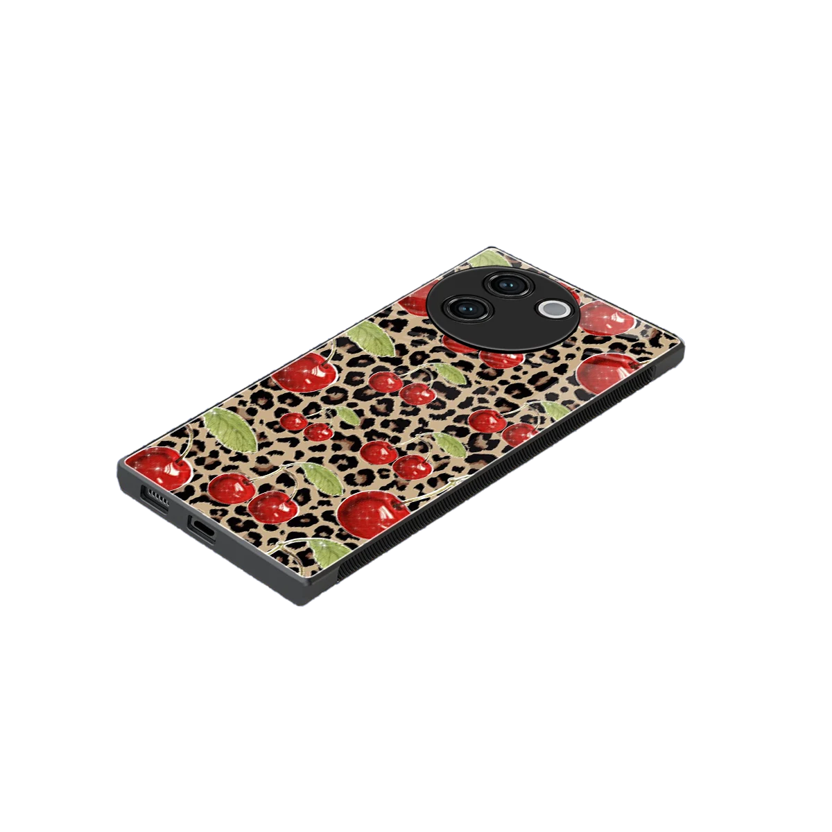 Wild Cherries stylish phone case for vivo v30e | glossy glass and slim fit