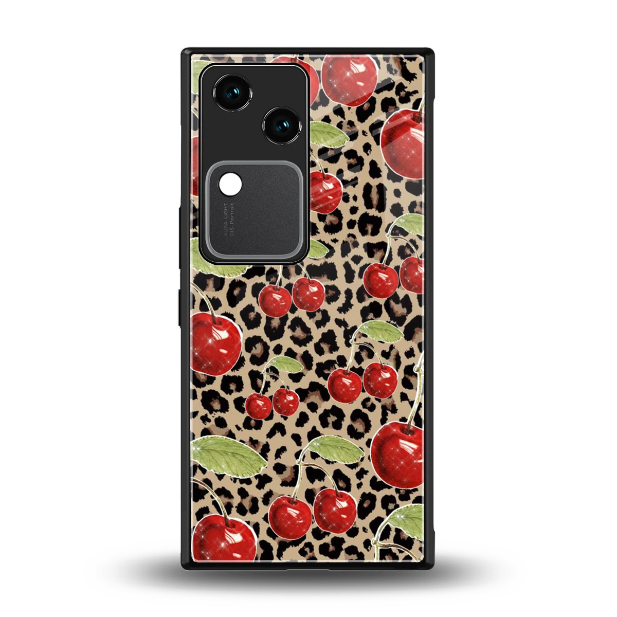 Wild Cherries back phone cover | glass case for vivo v30