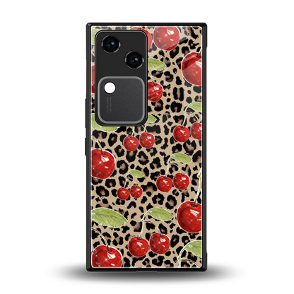 Wild Cherries back phone cover | glass case for vivo v30
