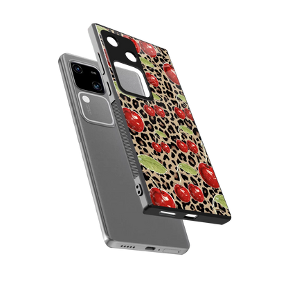 Wild Cherries sleek vivo v30 cover with tempered glass back and TPU edges