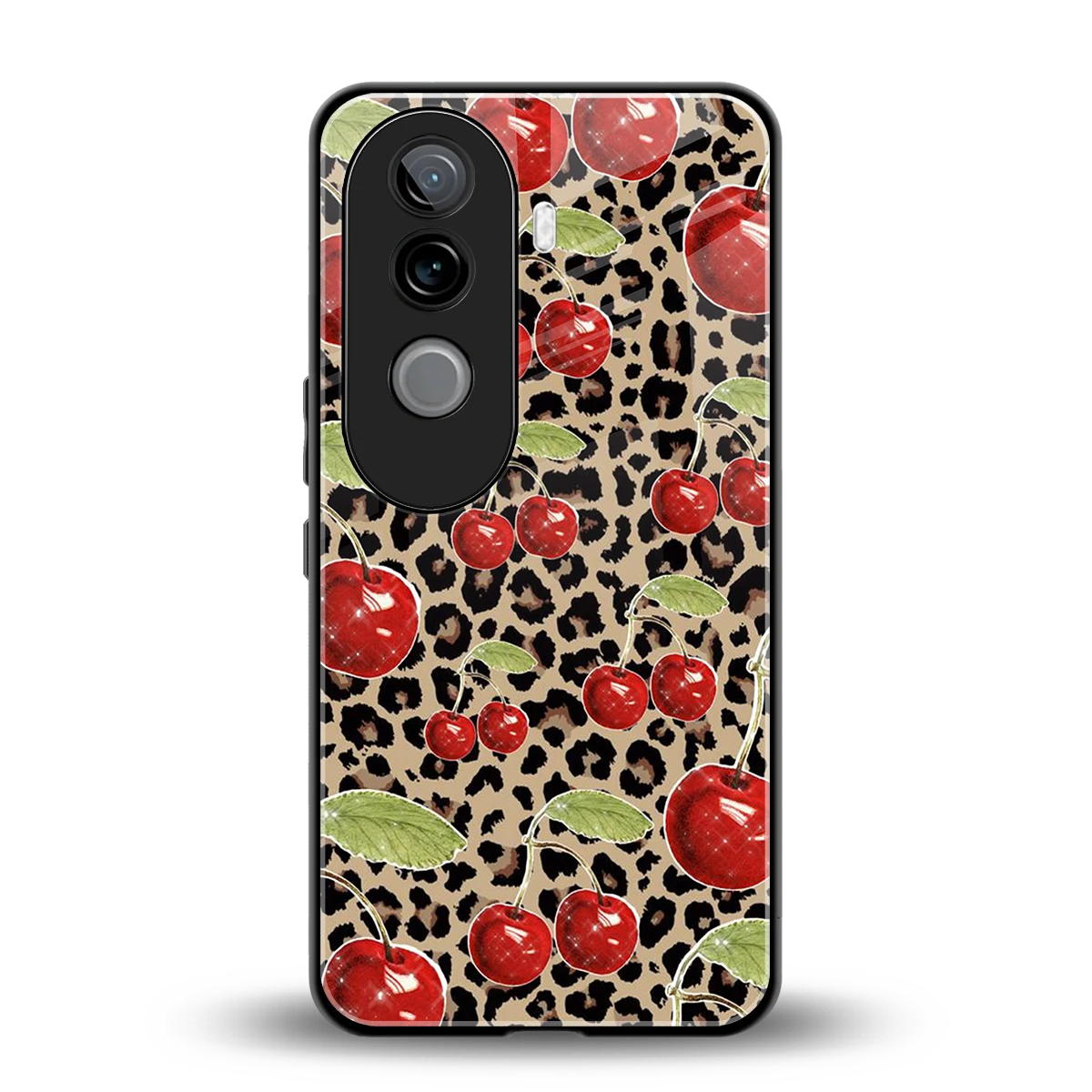 Wild Cherries back phone cover | glass case for vivo v40e