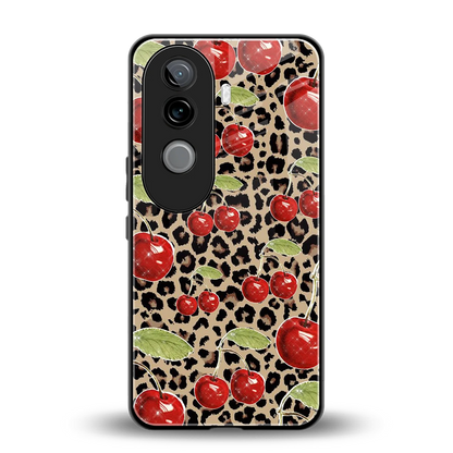 Wild Cherries back phone cover | glass case for vivo v40e