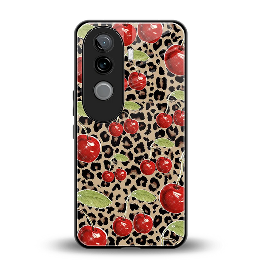 Wild Cherries back phone cover | glass case for vivo v40e