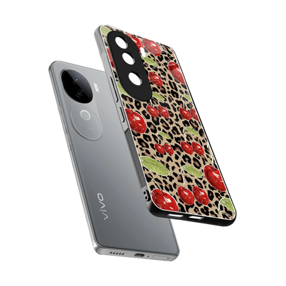 Wild Cherries sleek vivo v40e cover with tempered glass back and TPU edges