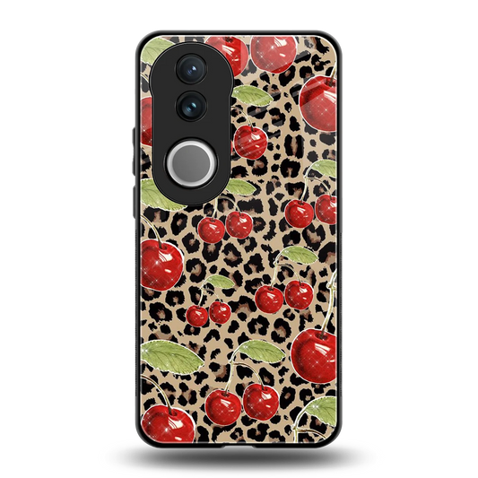 Wild Cherries back phone cover | glass case for vivo v50