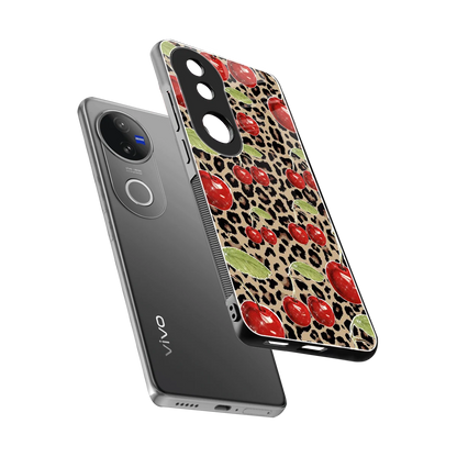 Wild Cherries sleek vivo v50 cover with tempered glass back and TPU edges