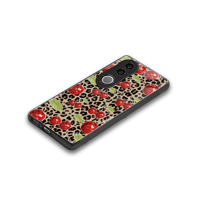 Wild Cherries stylish phone case for vivo v50 | glossy glass and slim fit