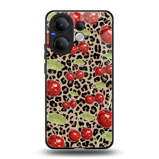 Wild Cherries back phone cover | glass case for vivo v60