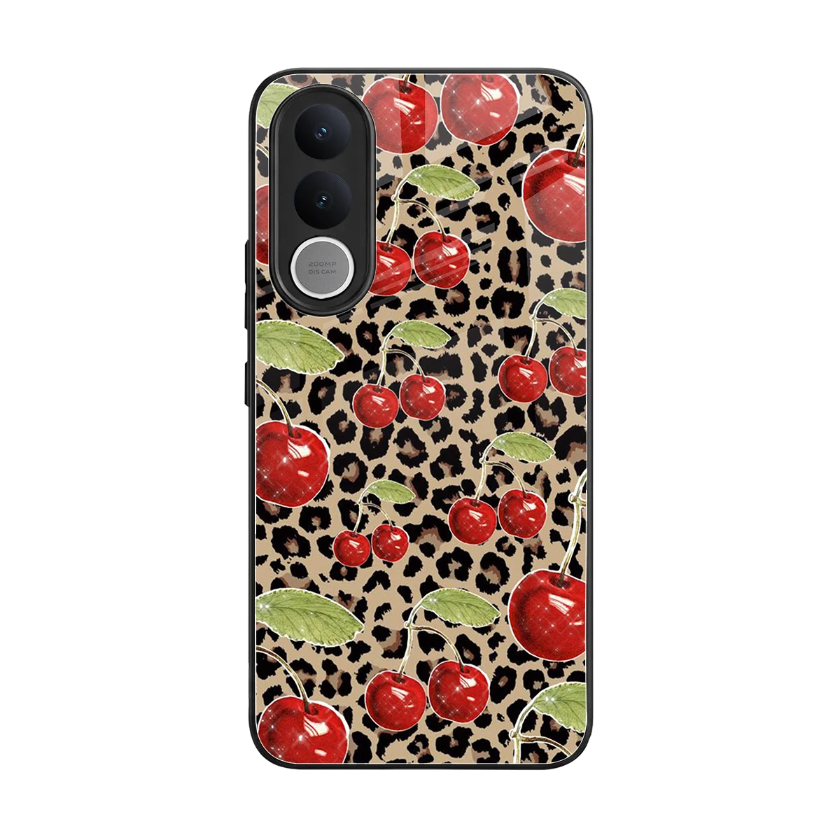 Wild Cherries back phone cover | glass case for vivo v70 fe