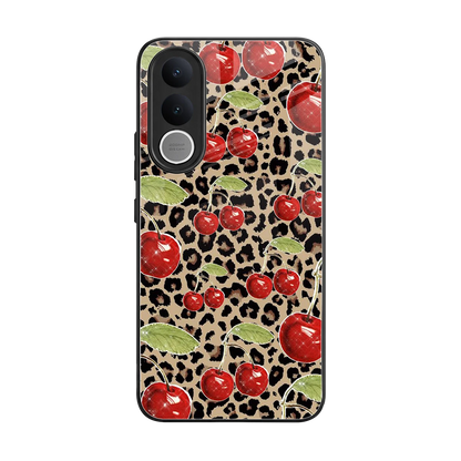 Wild Cherries back phone cover | glass case for vivo v70 fe