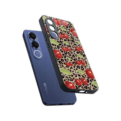 Wild Cherries sleek vivo v70 fe cover with tempered glass back and TPU edges