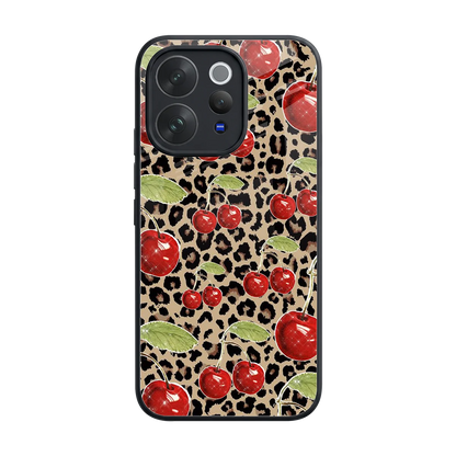 Wild Cherries back phone cover | glass case for vivo v70