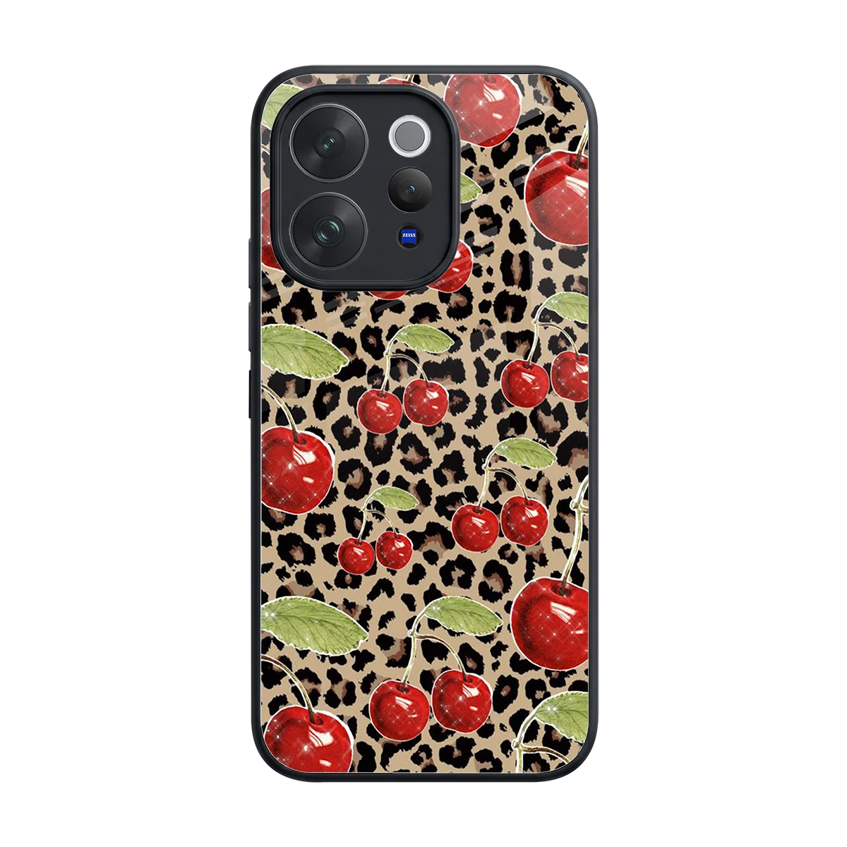 Wild Cherries back phone cover | glass case for vivo v70 elite
