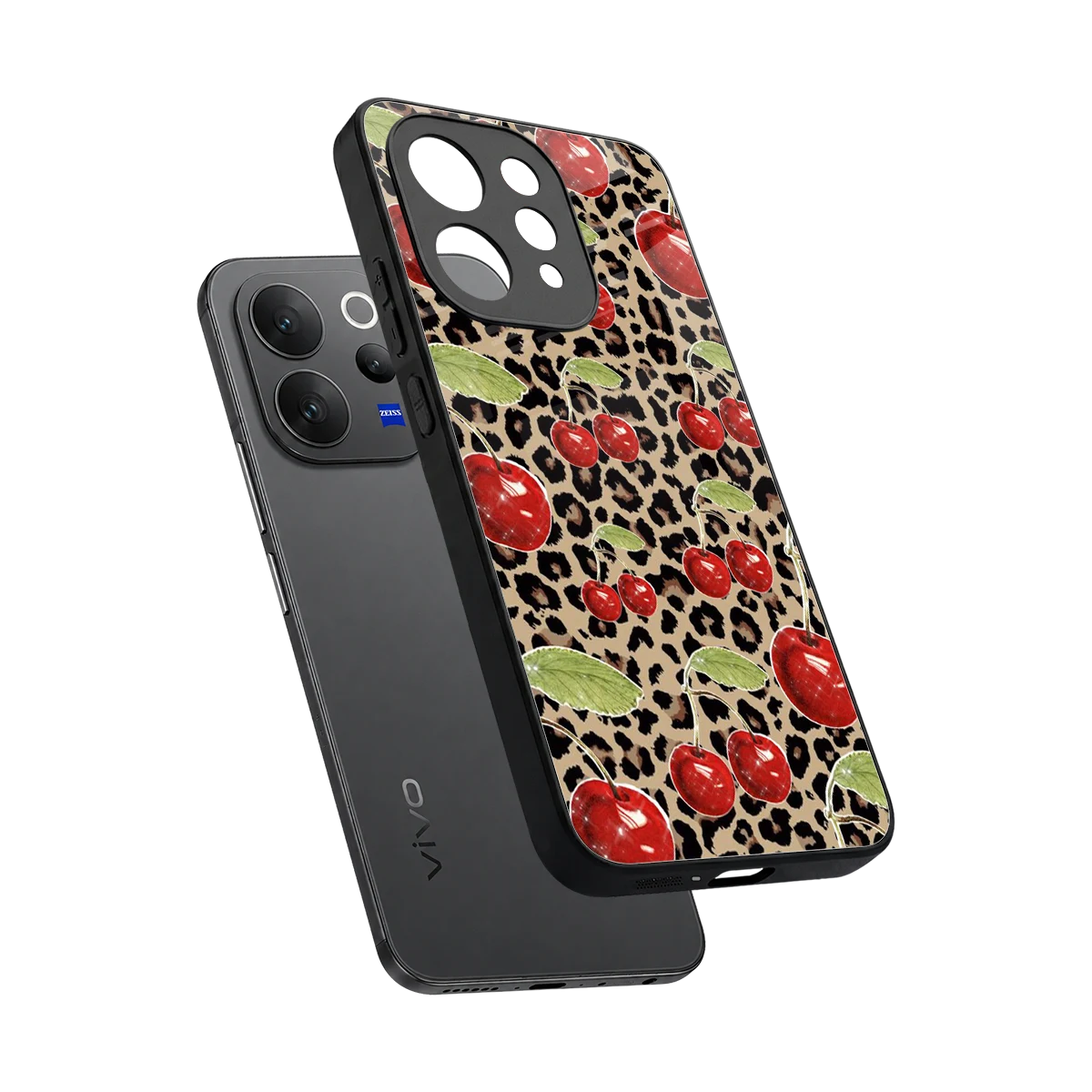 Wild Cherries sleek vivo v70 elite cover with tempered glass back and TPU edges