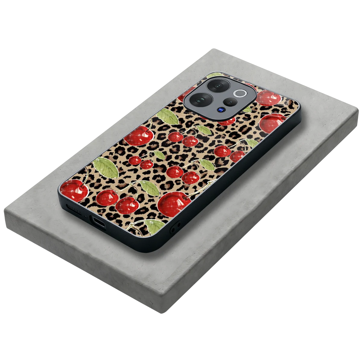 Wild Cherries stylish phone case for vivo v70 elite | glossy glass and slim fit