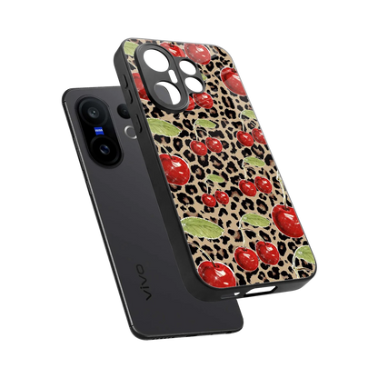 Wild Cherries sleek vivo x200 fe cover with tempered glass back and TPU edges