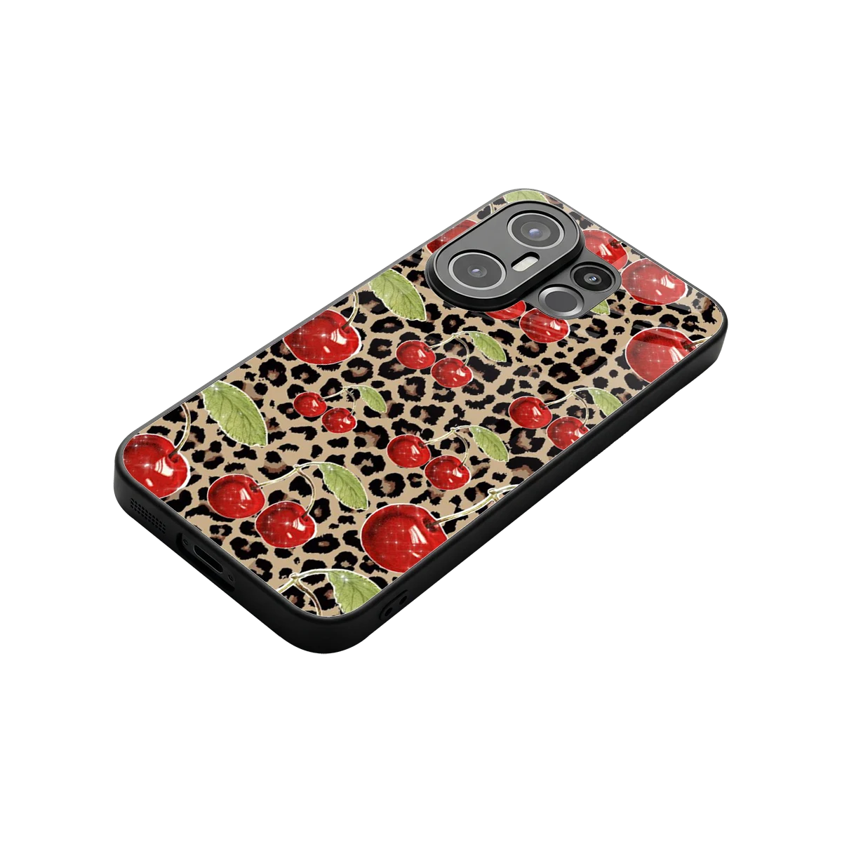 Wild Cherries stylish phone case for vivo x200 fe | glossy glass and slim fit