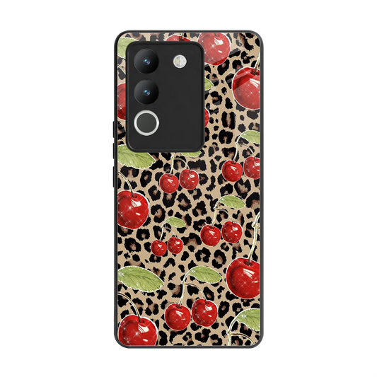 Wild Cherries back phone cover | glass case for vivo y200 5g