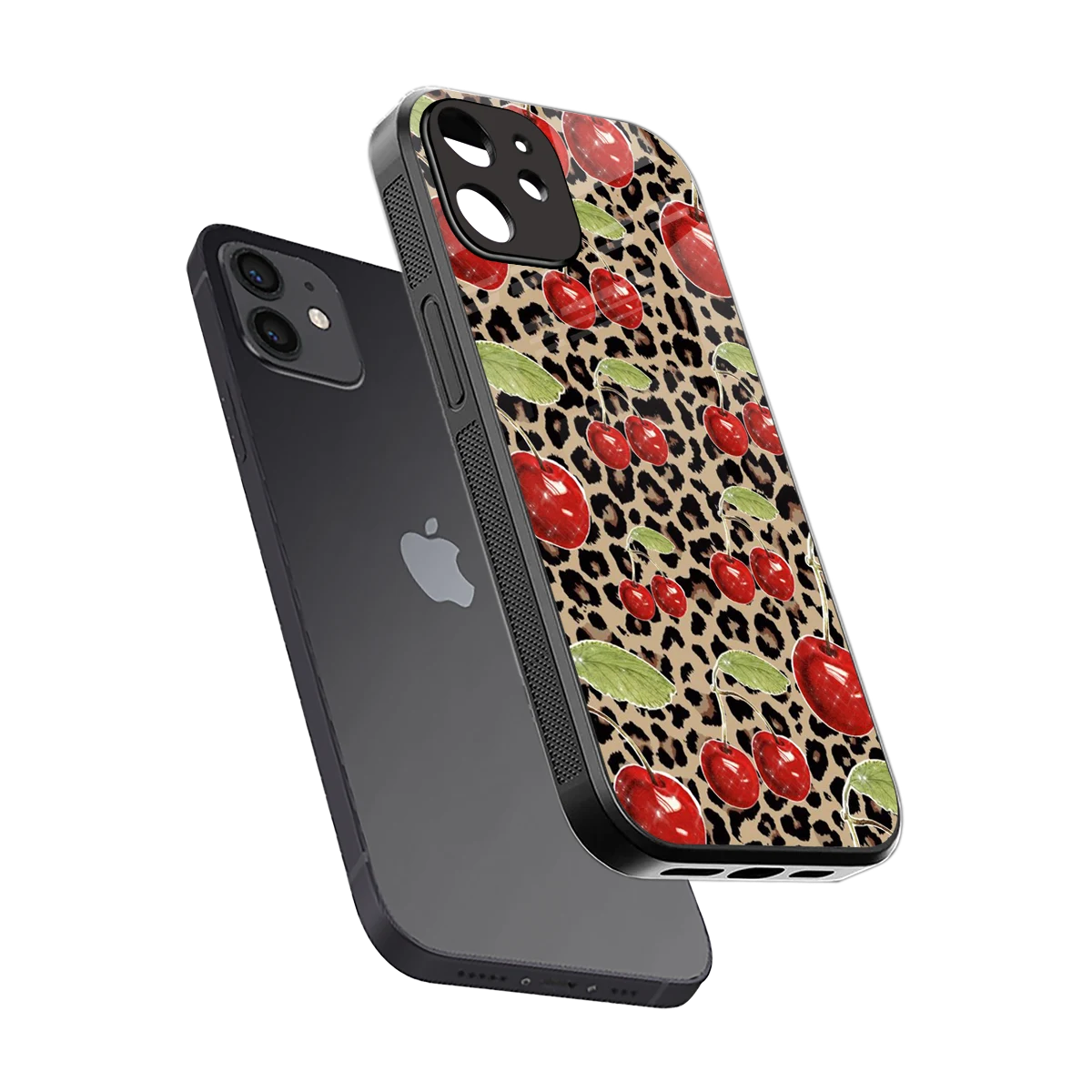 Wild Cherries sleek iphone 12 cover with tempered glass back and TPU edges