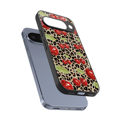 Wild Cherries sleek google pixel 10 cover with tempered glass back and TPU edges