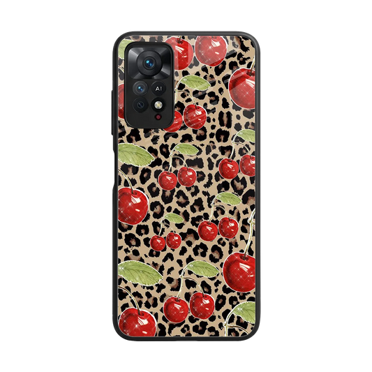 Wild Cherries back phone cover | glass case for redmi note 11 pro