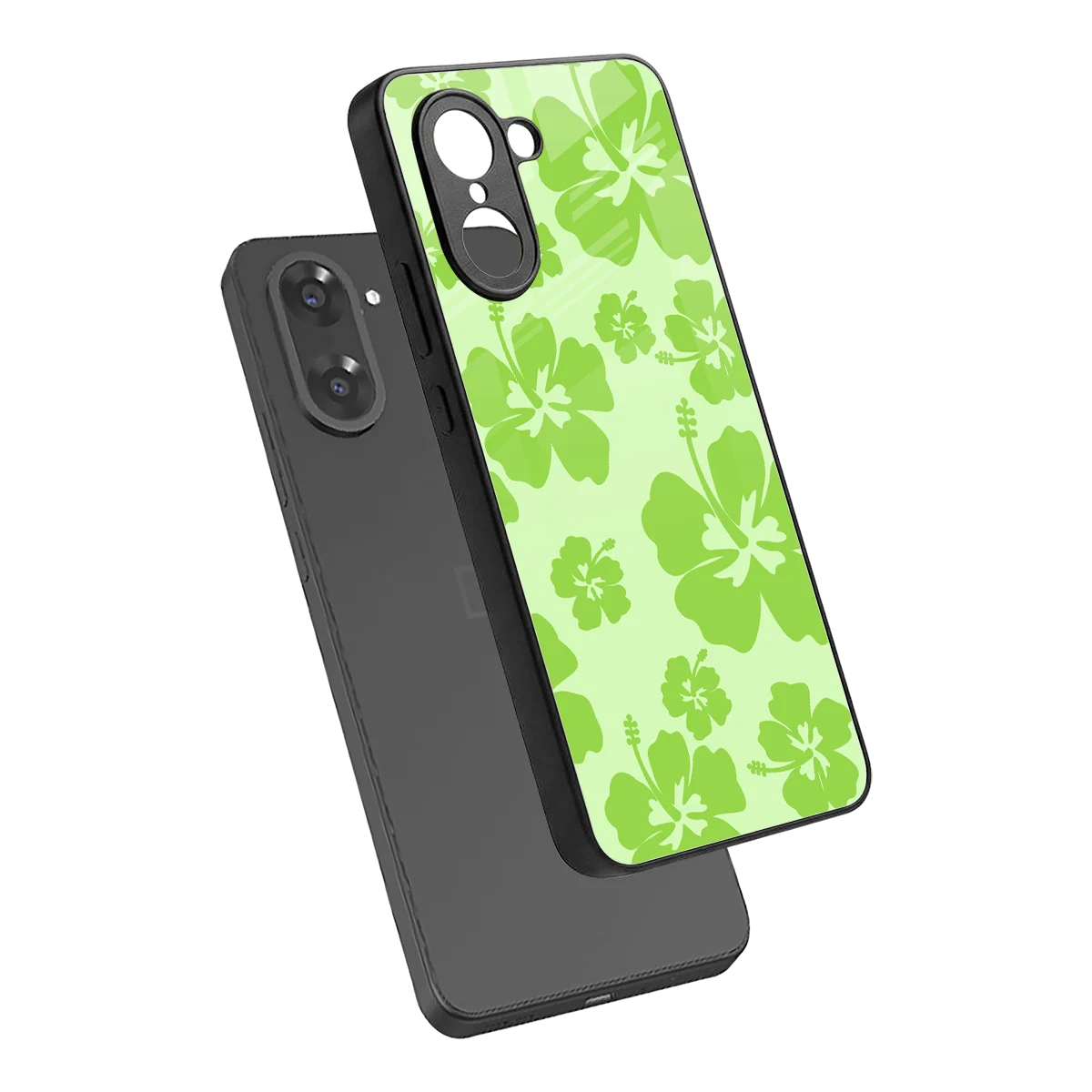 Wildflower Green sleek oneplus nord ce5 5g cover with tempered glass back and TPU edges