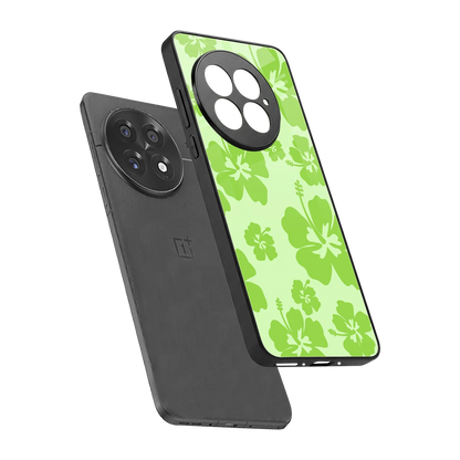 Wildflower Green sleek oneplus 13 cover with tempered glass back and TPU edges