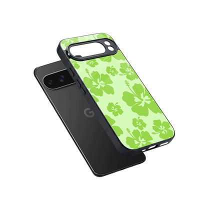 Wildflower Green sleek google pixel 10 pro xl cover with tempered glass back and TPU edges