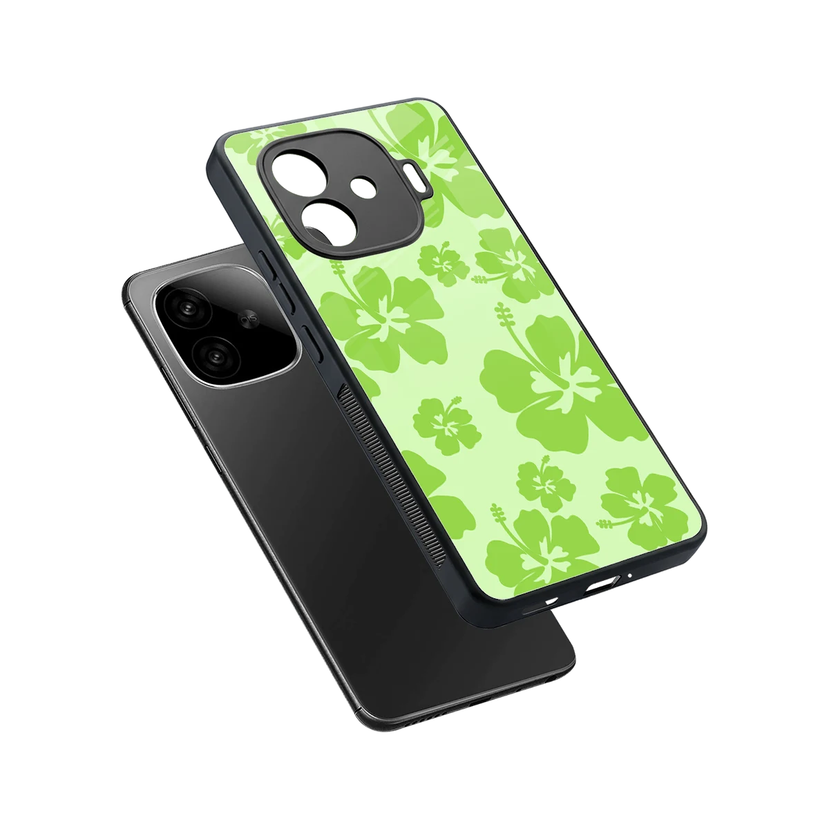 Wildflower Green sleek iqoo neo 10r 5g cover with tempered glass back and TPU edges