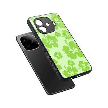Wildflower Green sleek iqoo neo 10r 5g cover with tempered glass back and TPU edges