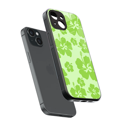 Wildflower Green sleek iphone 14 cover with tempered glass back and TPU edges