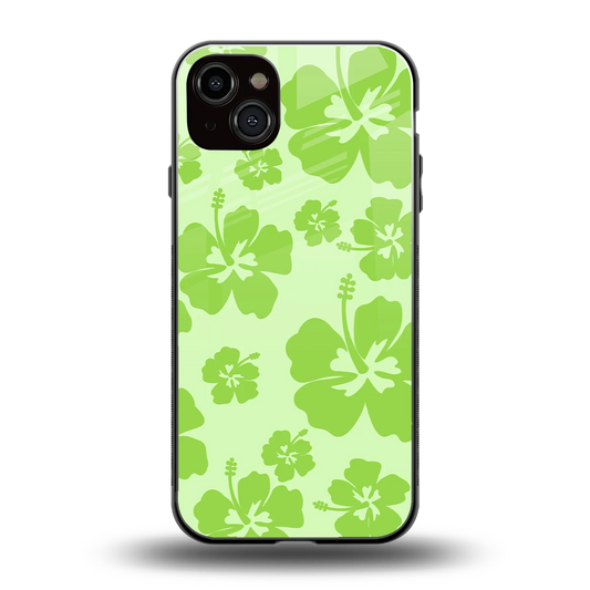 Wildflower Green back phone cover | glass case for iphone 14 plus