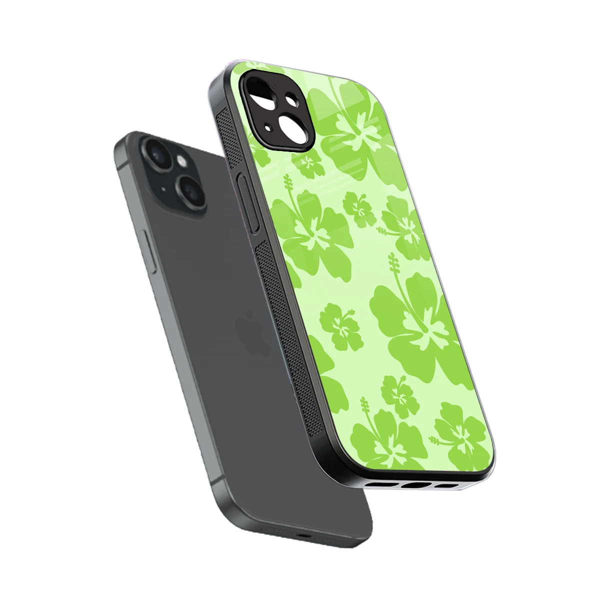 Wildflower Green sleek iphone 14 plus cover with tempered glass back and TPU edges