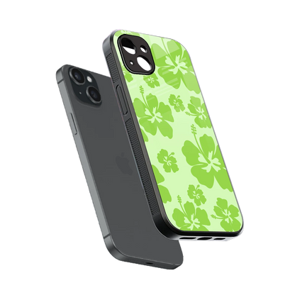 Wildflower Green sleek iphone 14 plus cover with tempered glass back and TPU edges