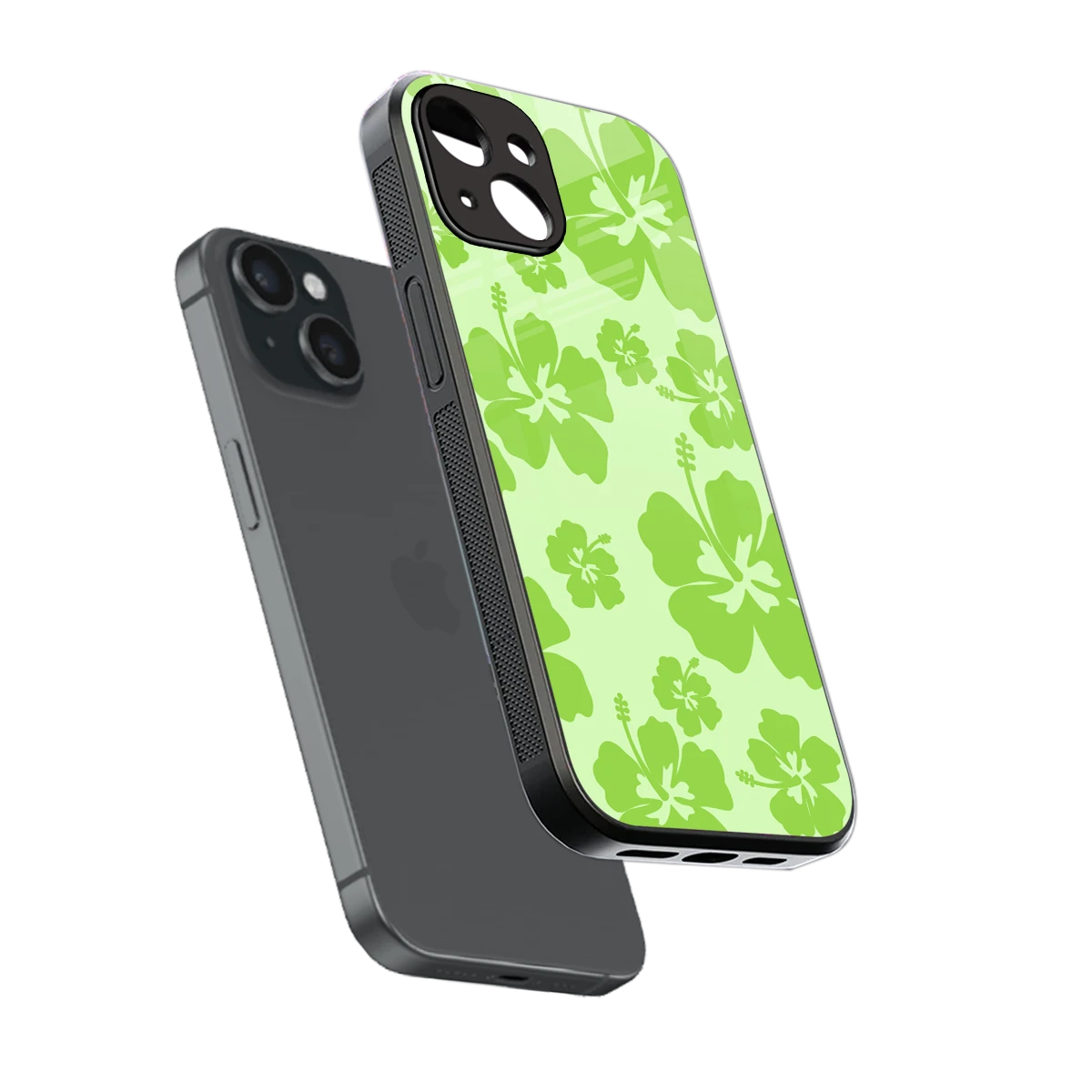 Wildflower Green sleek iphone 15 cover with tempered glass back and TPU edges