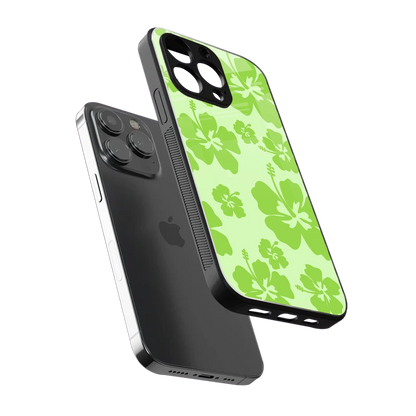 Wildflower Green sleek iphone 15 pro cover with tempered glass back and TPU edges