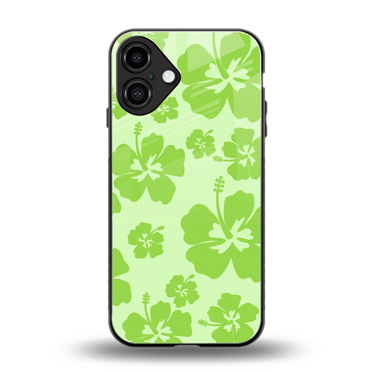 Wildflower Green back phone cover | glass case for iphone 16 plus