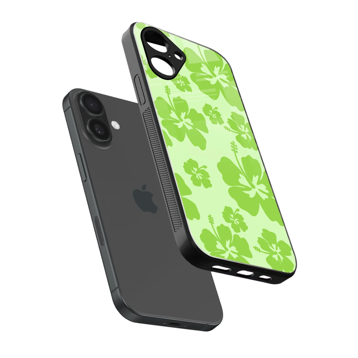 Wildflower Green sleek iPhone 16 cover with tempered glass back and TPU edges