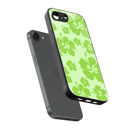 Wildflower Green sleek iphone 16e cover with tempered glass back and TPU edges