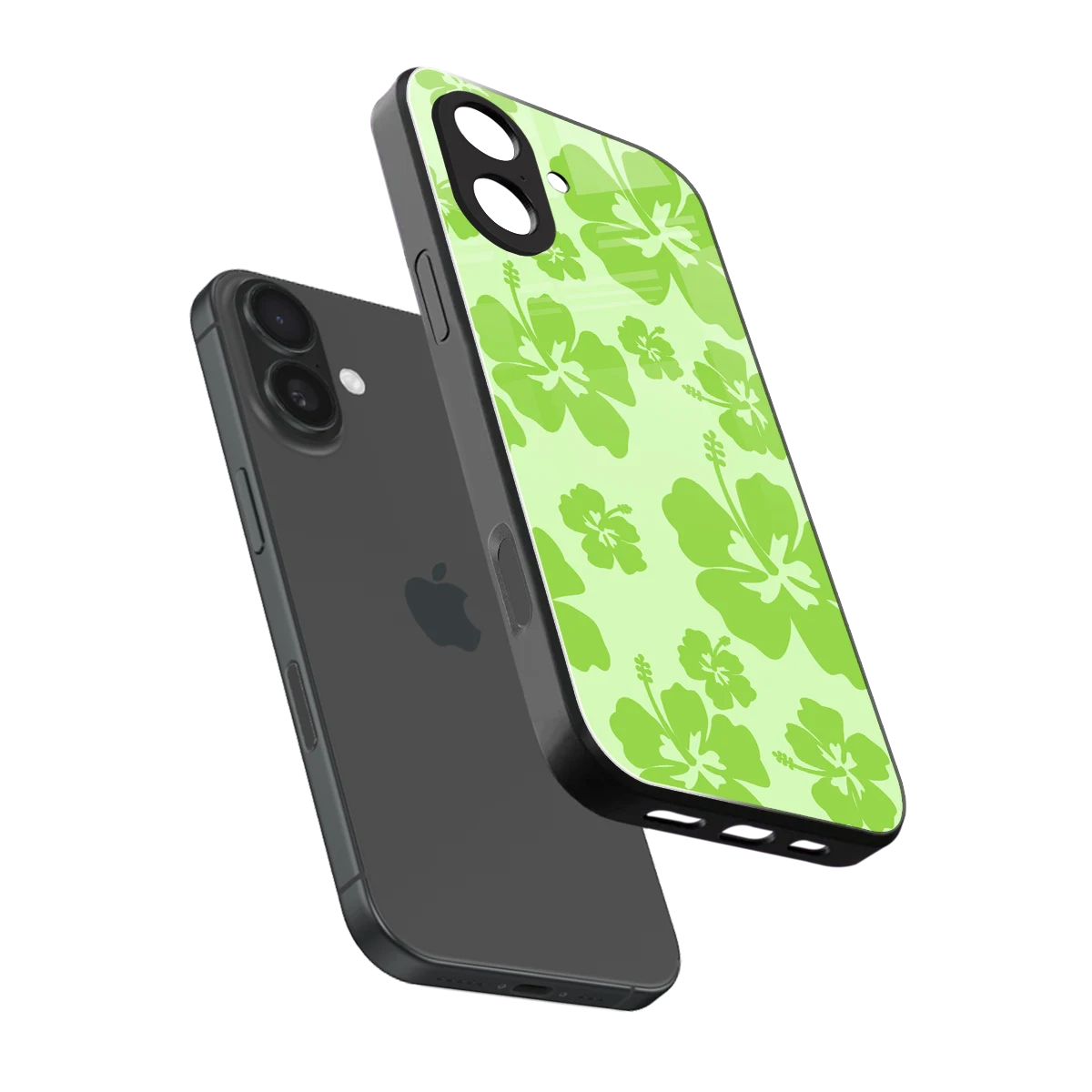 Wildflower Green sleek iphone 17 cover with tempered glass back and TPU edges