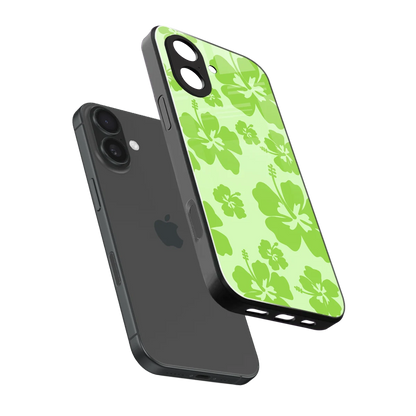 Wildflower Green sleek iphone 17 cover with tempered glass back and TPU edges