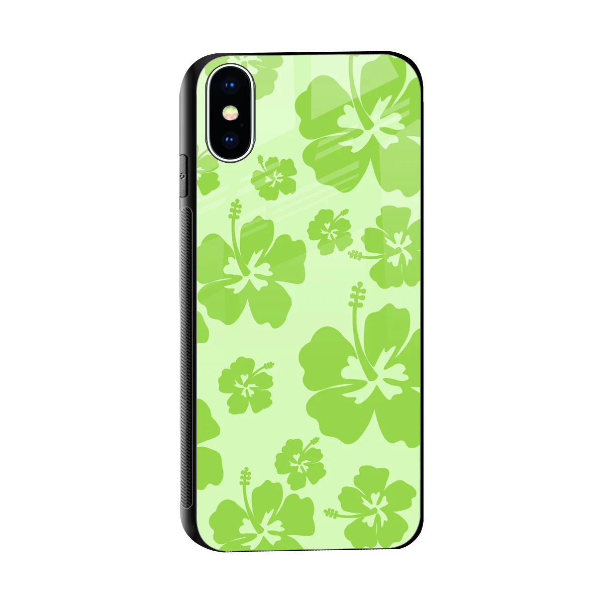 Wildflower Green sleek iphone x cover with tempered glass back and TPU edges
