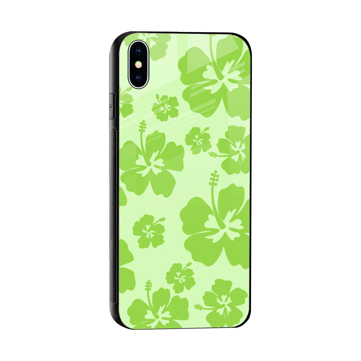 Wildflower Green sleek iphone xs max cover with tempered glass back and TPU edges
