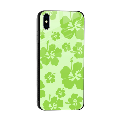 Wildflower Green sleek iphone xs max cover with tempered glass back and TPU edges
