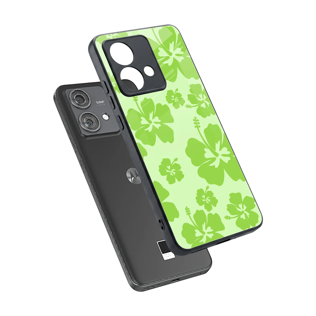 Wildflower Green sleek motorola edge 40 neo 5g cover with tempered glass back and TPU edges