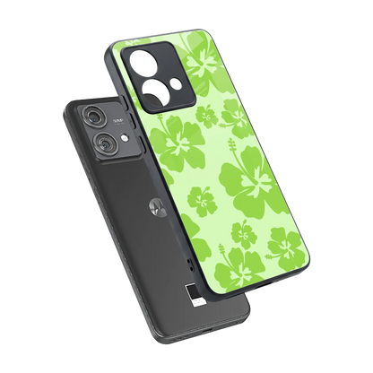 Wildflower Green sleek motorola edge 40 neo 5g cover with tempered glass back and TPU edges