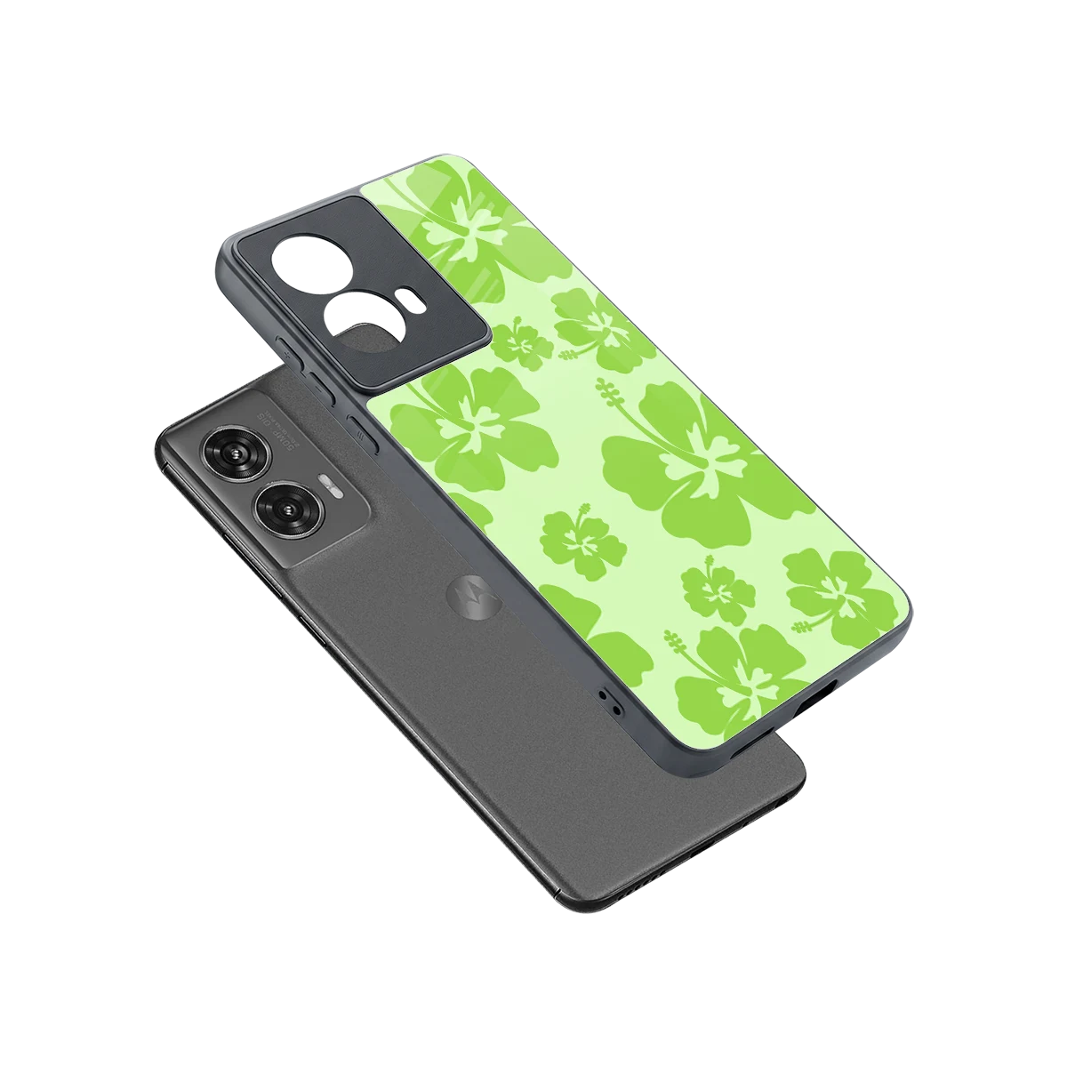 Wildflower Green sleek motorola edge 50 fusion cover with tempered glass back and TPU edges