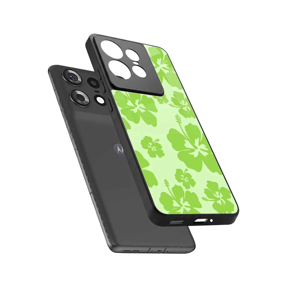 Wildflower Green sleek motorola edge 50 pro cover with tempered glass back and TPU edges