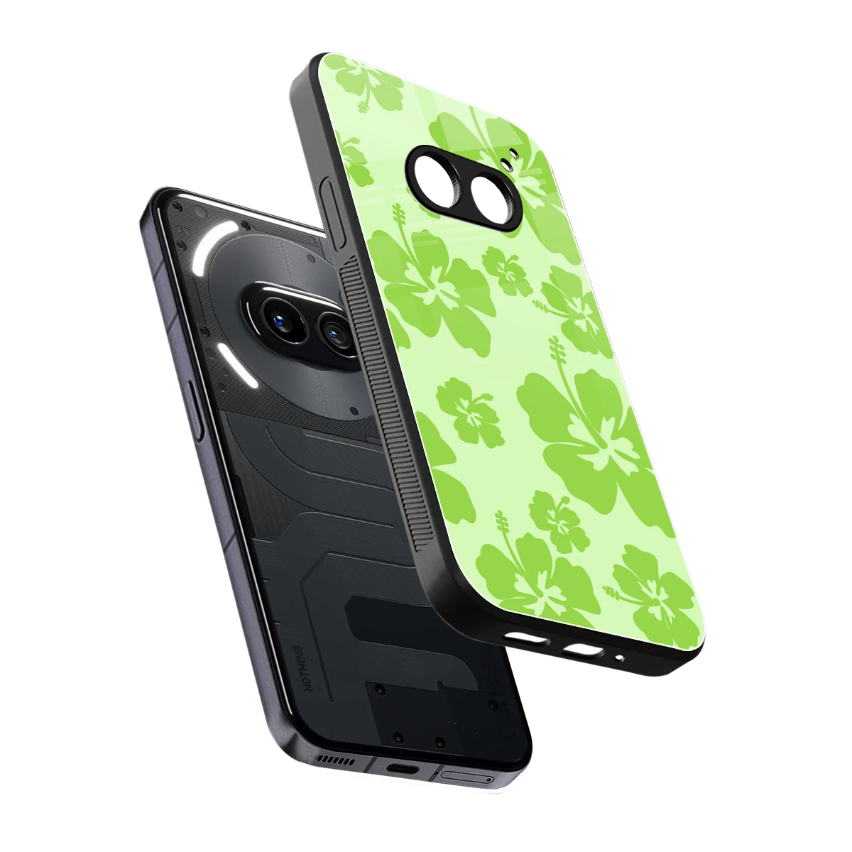 Wildflower Green sleek nothing phone 2a plus cover with tempered glass back and TPU edges