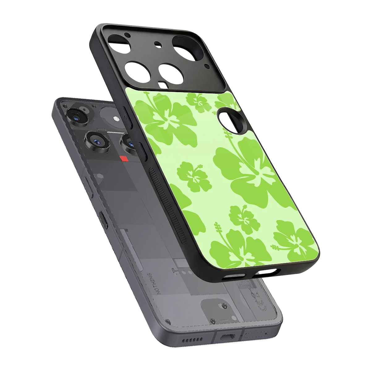 Wildflower Green sleek nothing phone 3 cover with tempered glass back and TPU edges